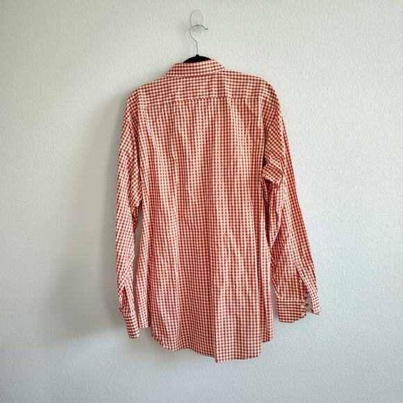 UT Longhorns Mens 2XL Orange Plaid Flip Cuff Button Down Long Sleeve Dress Shirt - Picture 9 of 9